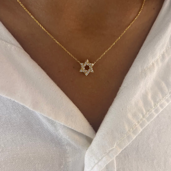 Load image into Gallery viewer, Diamond Magen David Necklace
