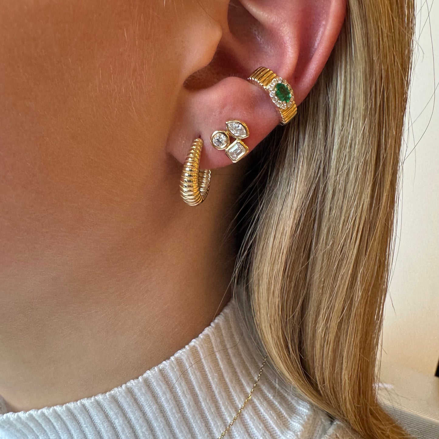 Graduated Fluted Gold Hoops