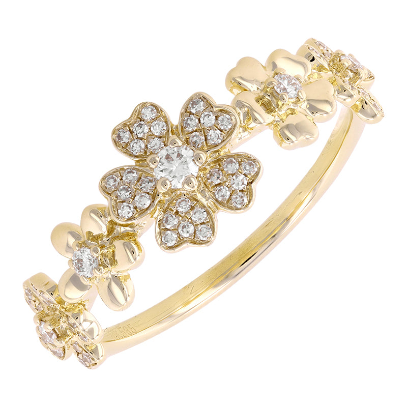 Gold & Diamond Flowers Ring