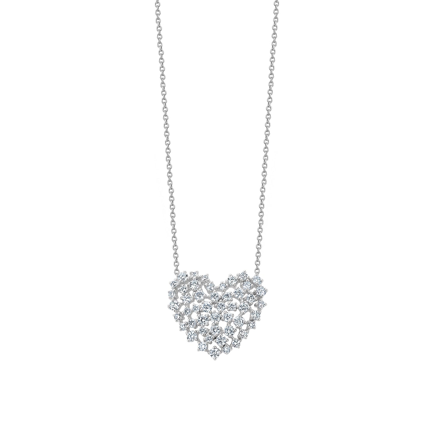 Scattered Diamond Heart On Chain Necklace