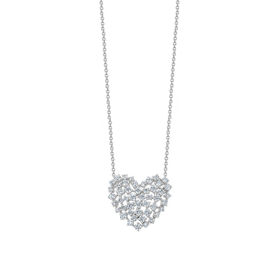 Scattered Diamond Heart On Chain Necklace