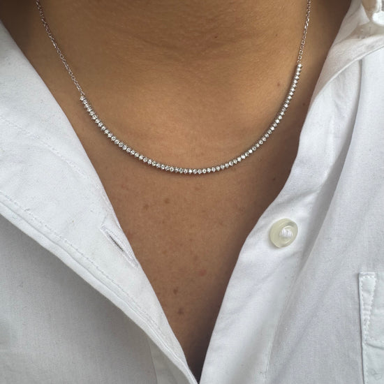 Partway 3 Prong Diamond Tennis Necklace