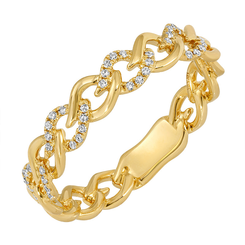 Alternating Gold & Diamond Cuban Chain Ring