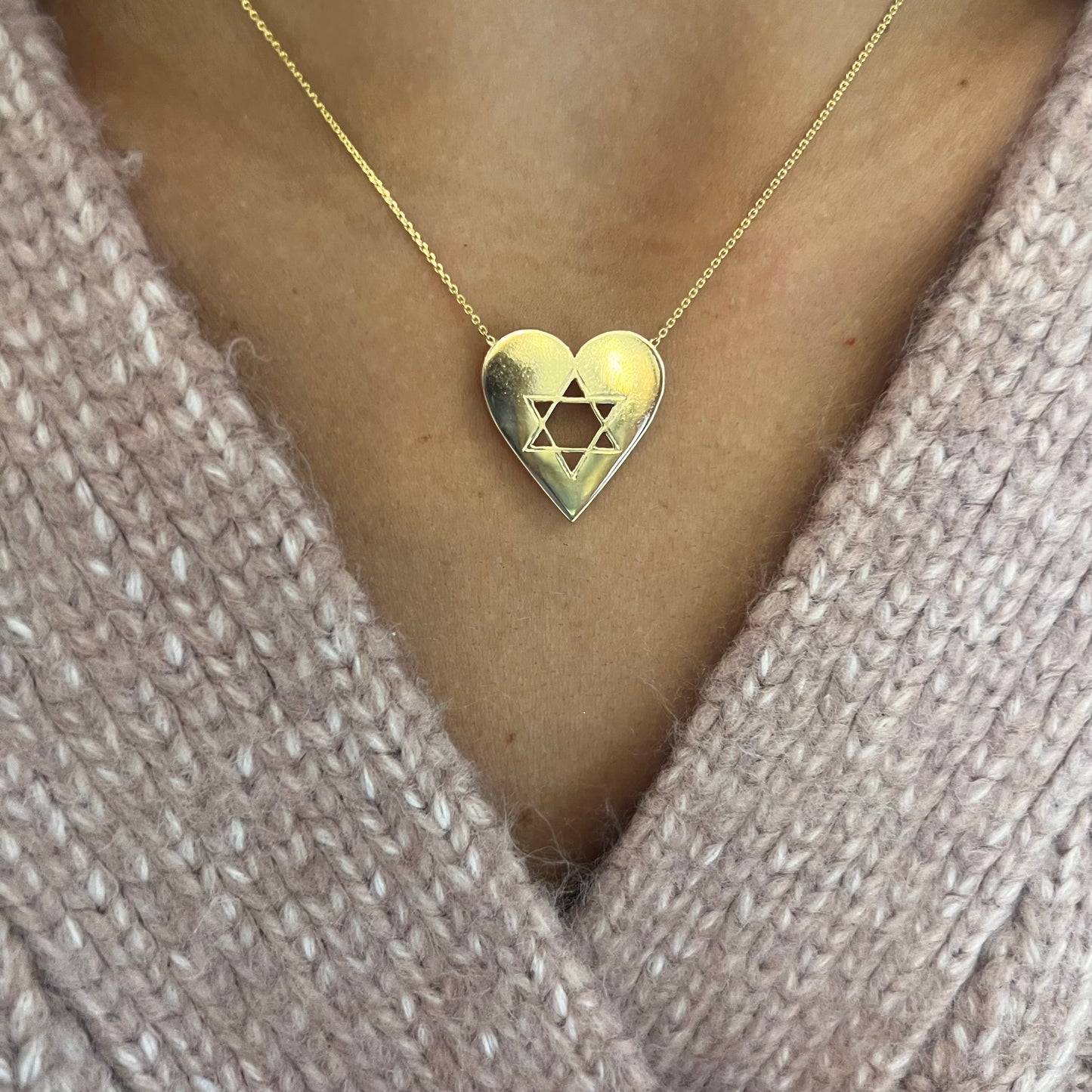 Heart & Open Magen David Necklace