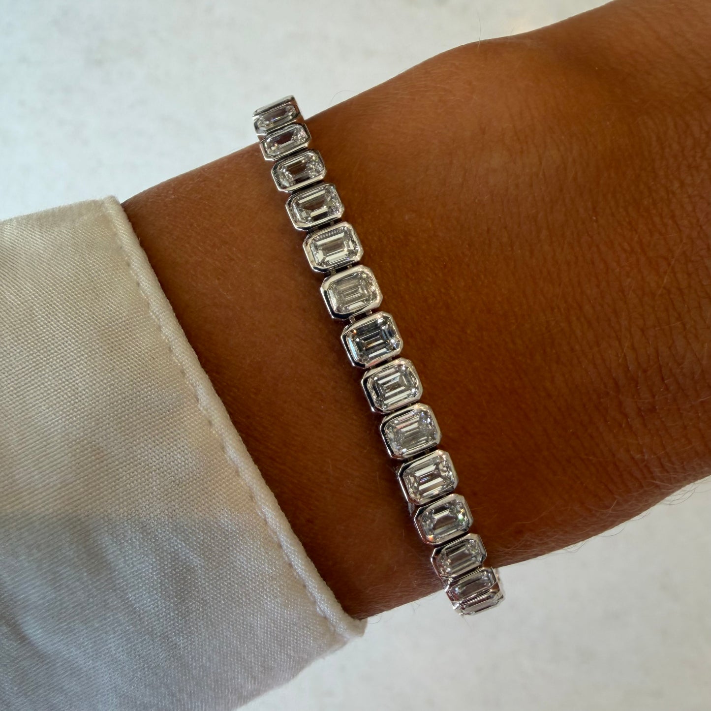 Lab Diamond Emerald Bezel Bracelet