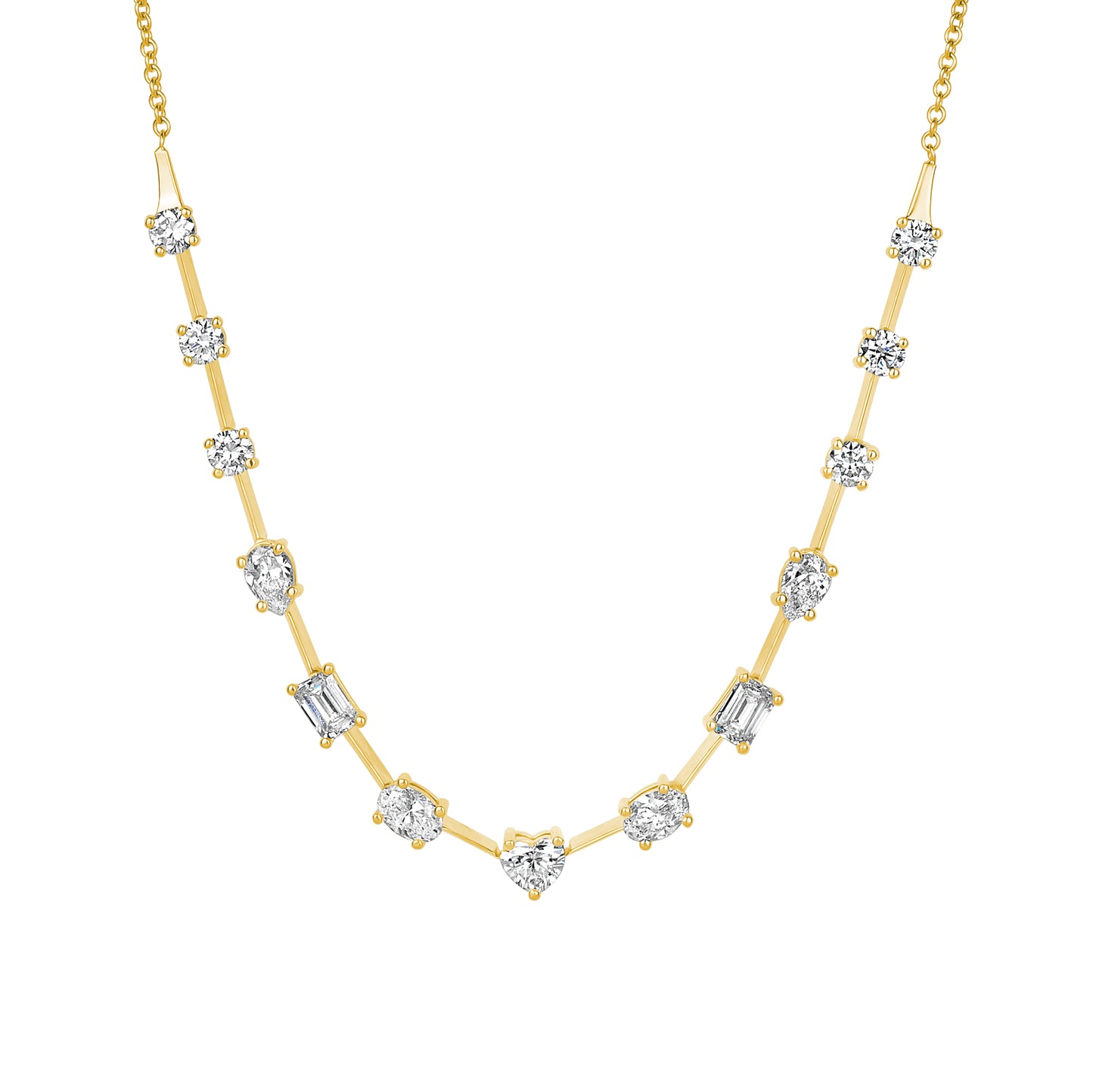 Lab Multi-Shape Diamond Station Necklace