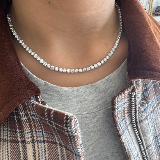 Lab Grown Four Prong Diamond Tennis Necklace