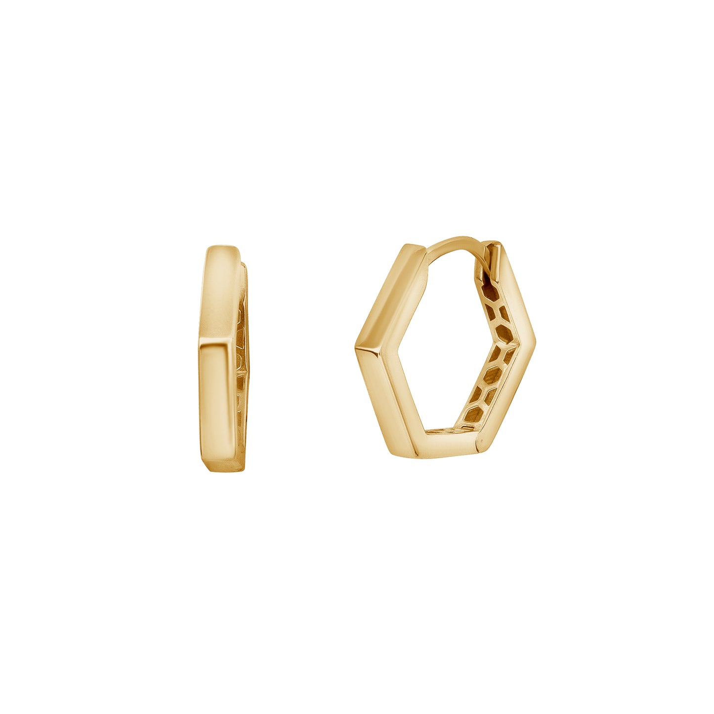 Gold Hexagon Hoops