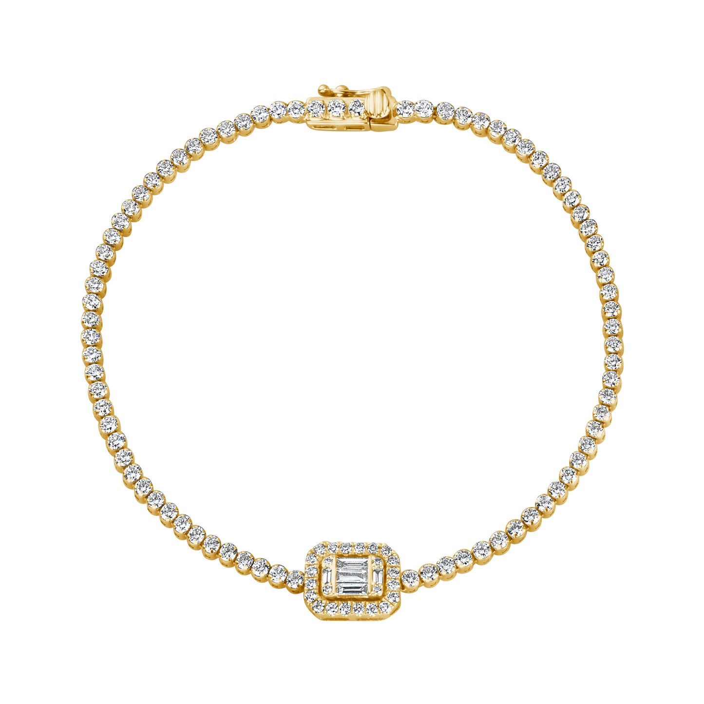 Cluster Diamond Emerald Halo Tennis Bracelet