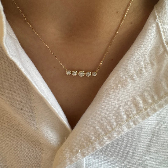 5 Bezel Diamond Bar Necklace