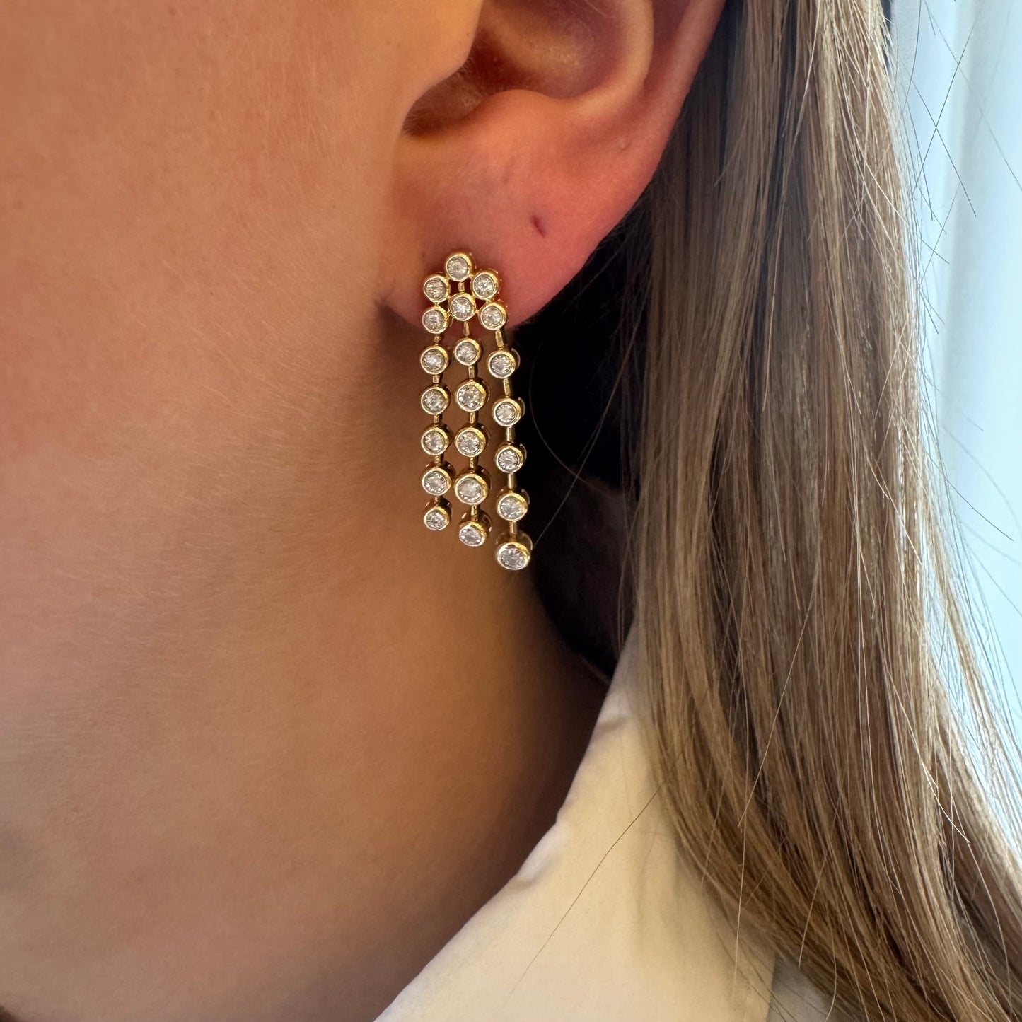 Hanging Bezel Diamond Earrings
