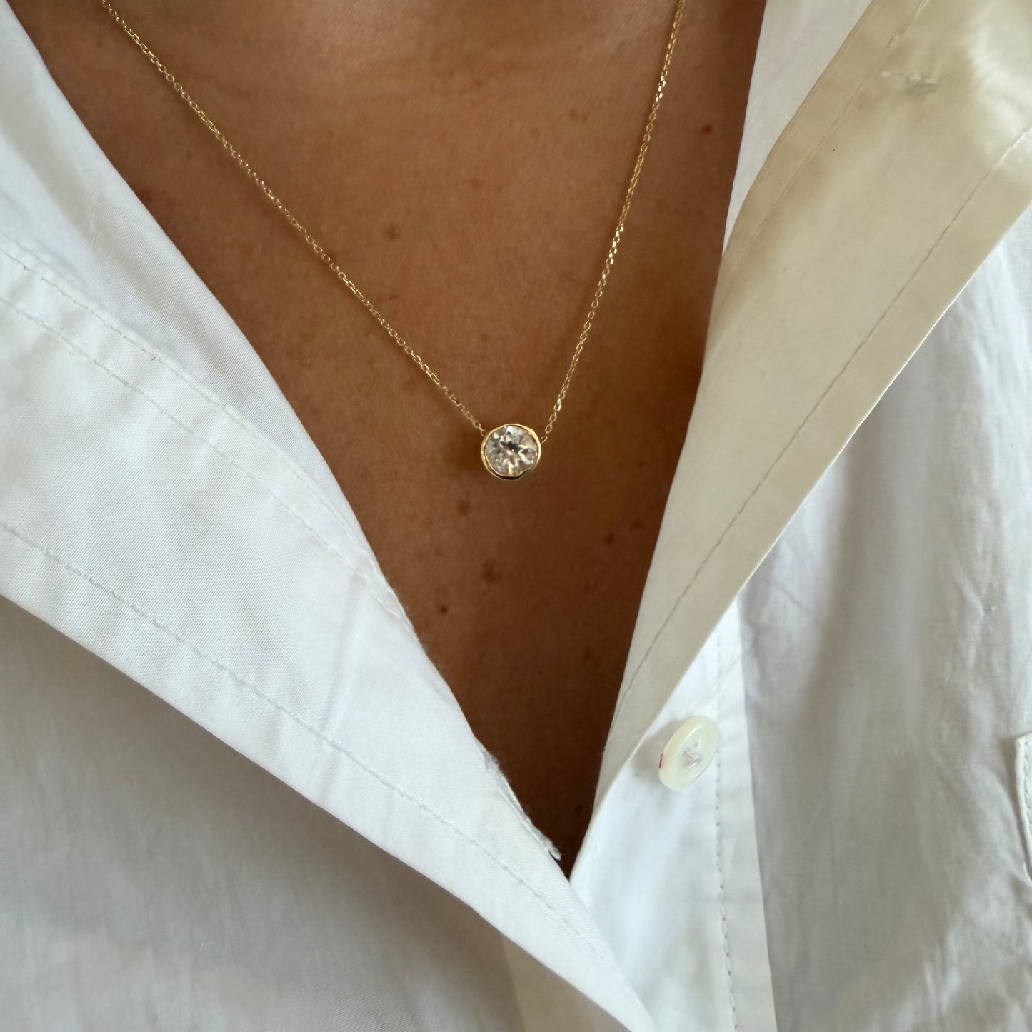 Moissanite Bezel Necklace