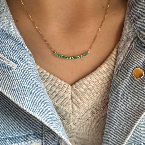 Emerald Curved Bar Necklace