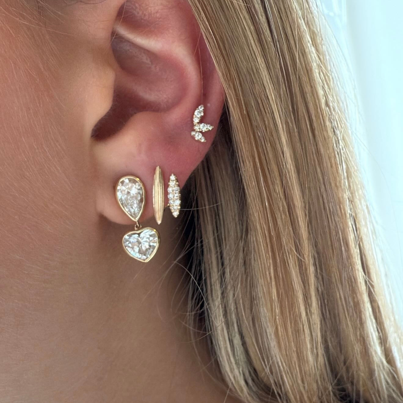 Small Diamond Marquee Leaf Stud Earrings