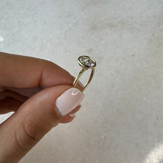 Lab Grown Oval in Bezel Engagement Ring