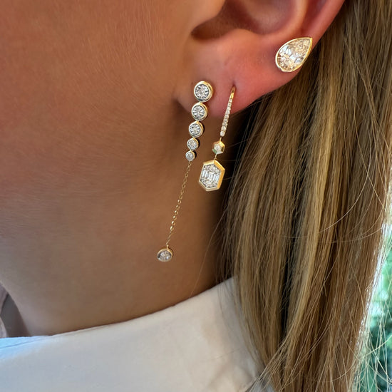 Graduated Diamond Bezel Drop Earrings