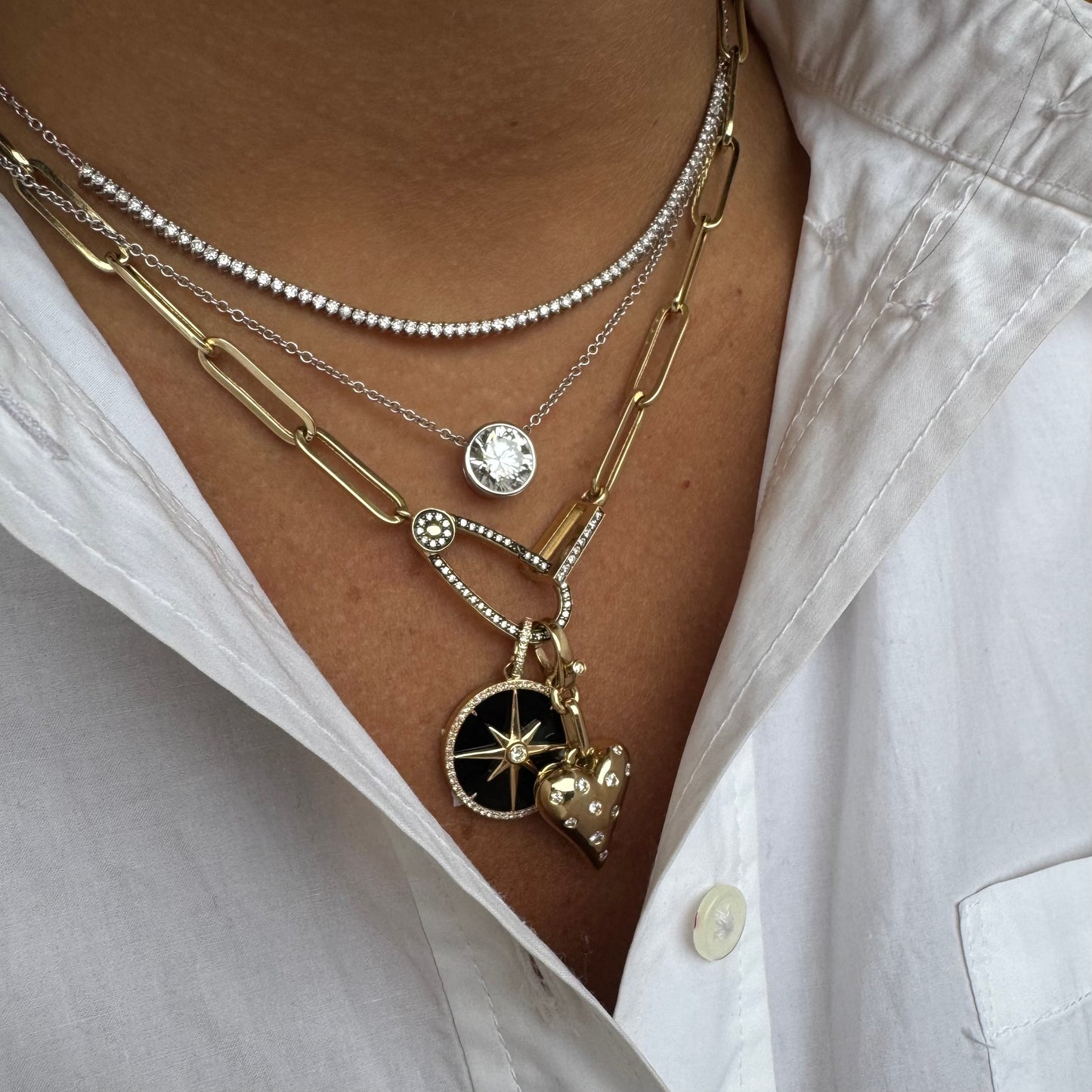 Partway 3 Prong Diamond Tennis Necklace