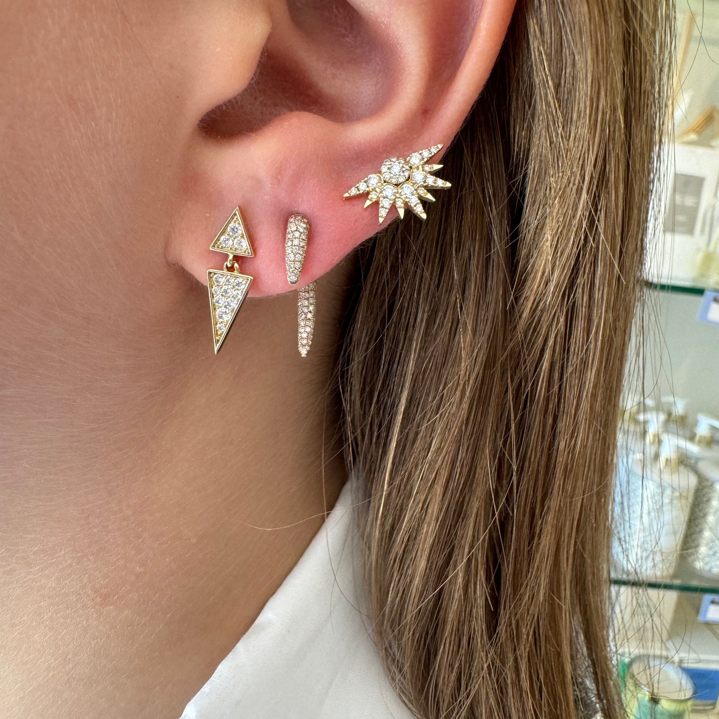 Half Starburst Diamond Earrings