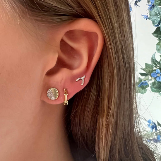Half Diamond Circle Earrings