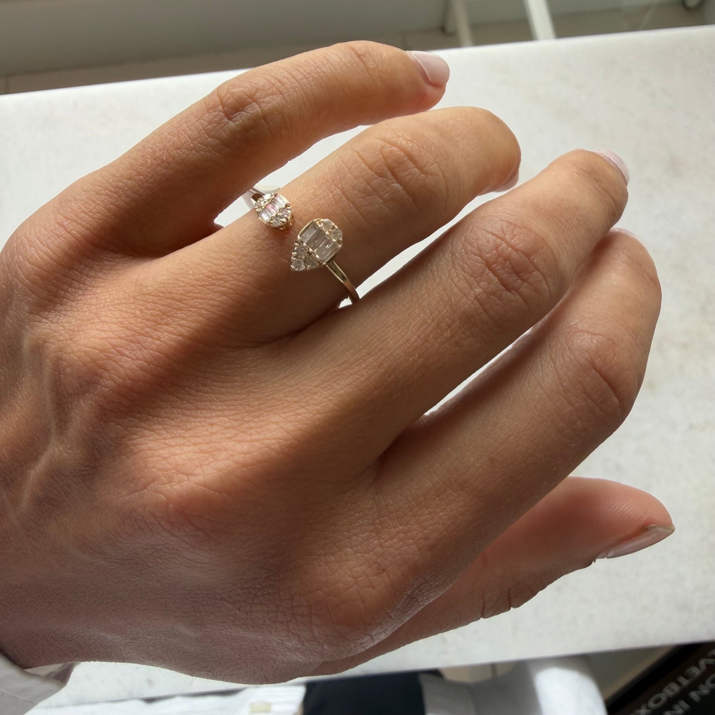 Baguette Diamond Pear & Oval Open Ring