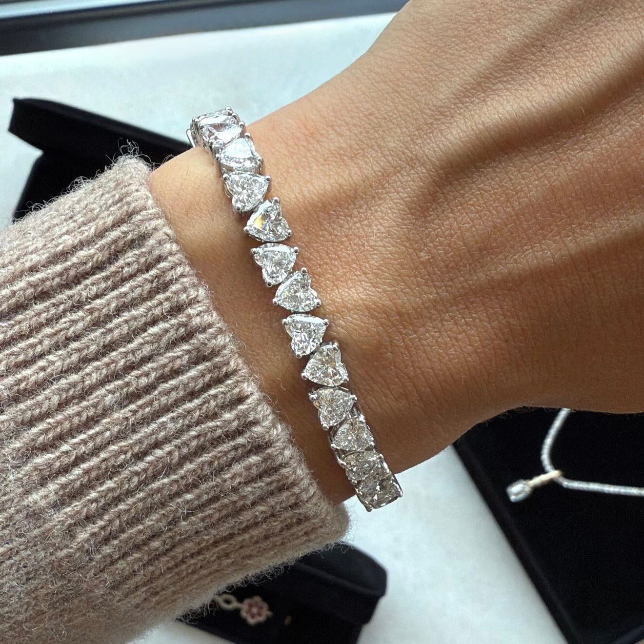 Opposing Heart Lab Diamond Tennis Bracelet