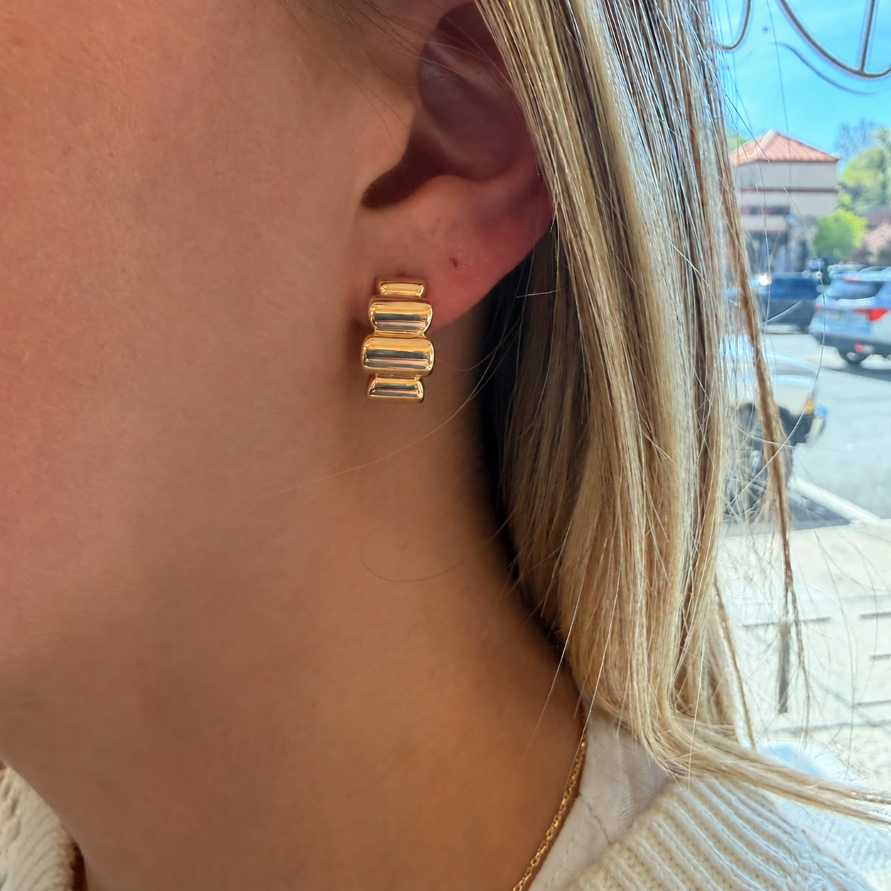 Sculpted Gold Hoop Earrings
