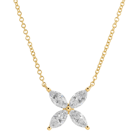 Lab Diamond Marquee Flower Necklace