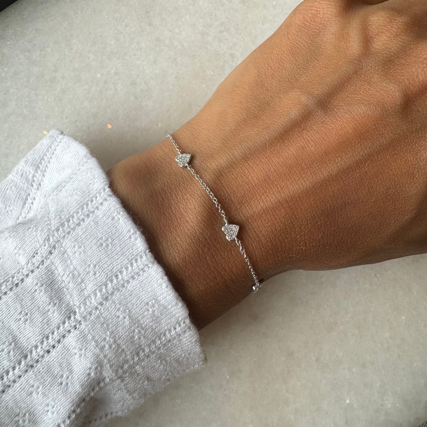 5 Station Diamond Hearts Bracelet