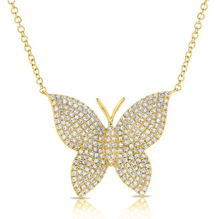 Large Pave Diamond Butterfly Necklace