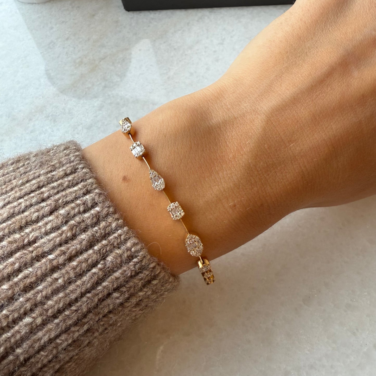 Pear, Emerald, & Marquise Diamond Illusion Tennis Bracelet