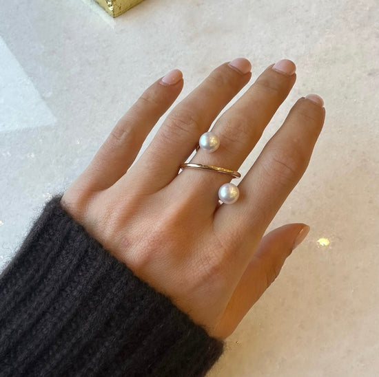 2 Pearl & Gold Wrap Ring