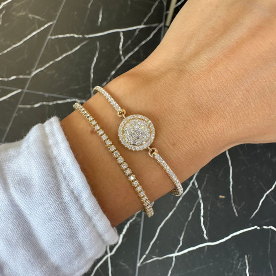 Large Diamond Circle With Diamond Bars Bracelet