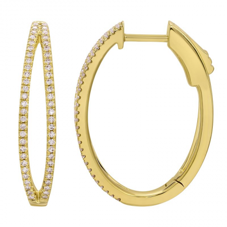 Two Line Pave Diamond Hoops