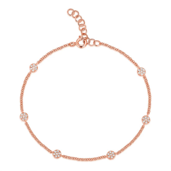 Dainty 6 Diamond Disc Bracelet