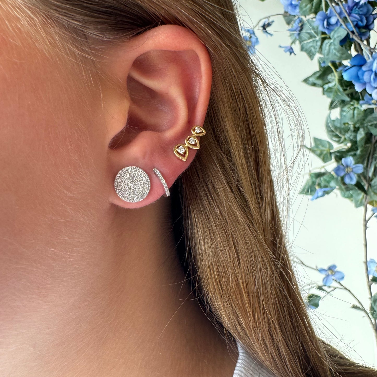 Pave Diamond Disc Earrings