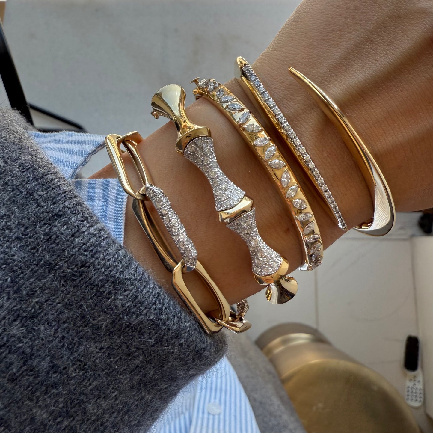 Jumbo Italian Diamond & Gold Link Bracelet