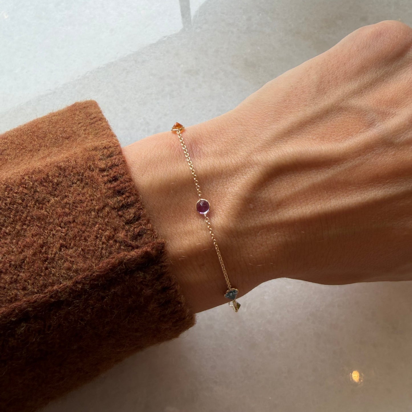 5 Station Multi Color Stone Bracelet