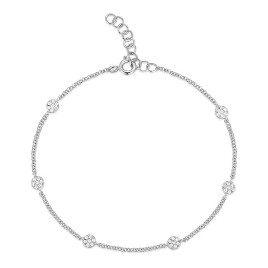 Dainty 6 Diamond Disc Bracelet