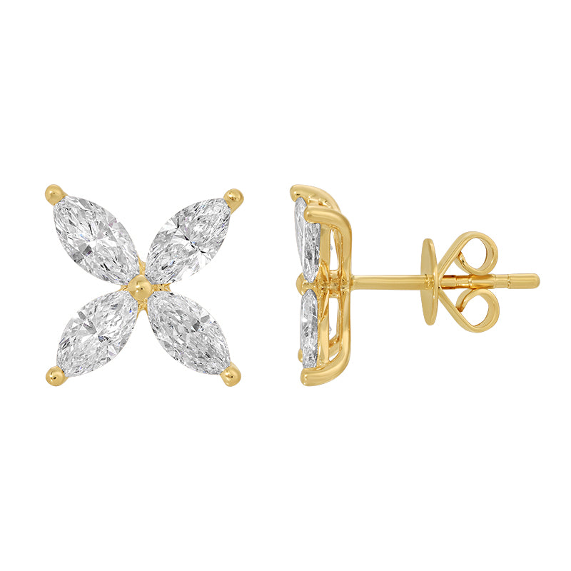 Lab Diamond Marquee Flower Earrings
