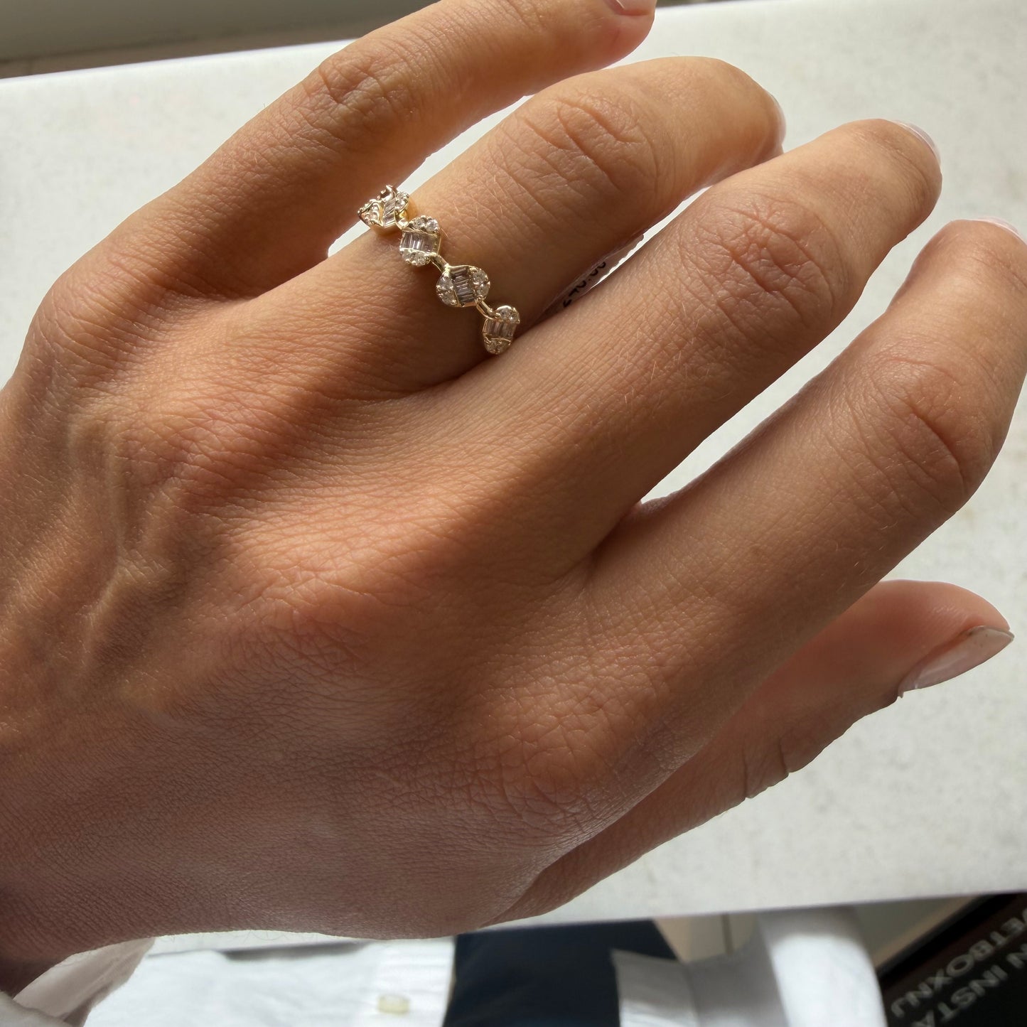 Baguette Diamond Oval Station Ring