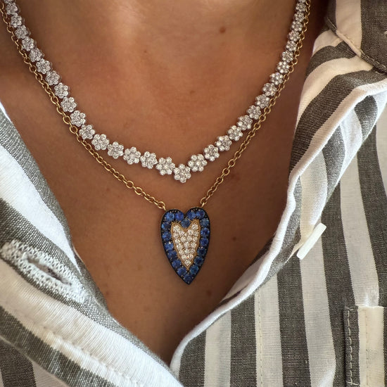 Lab Grown Graduated 35 Diamond Flower Necklace