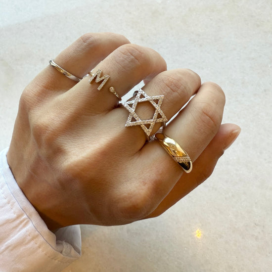 Large Diamond Magen David Ring