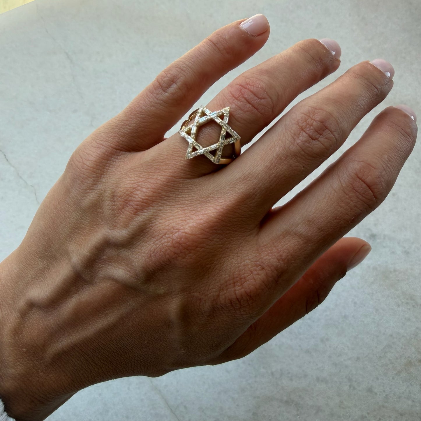 Baguette Diamond Magen David Ring