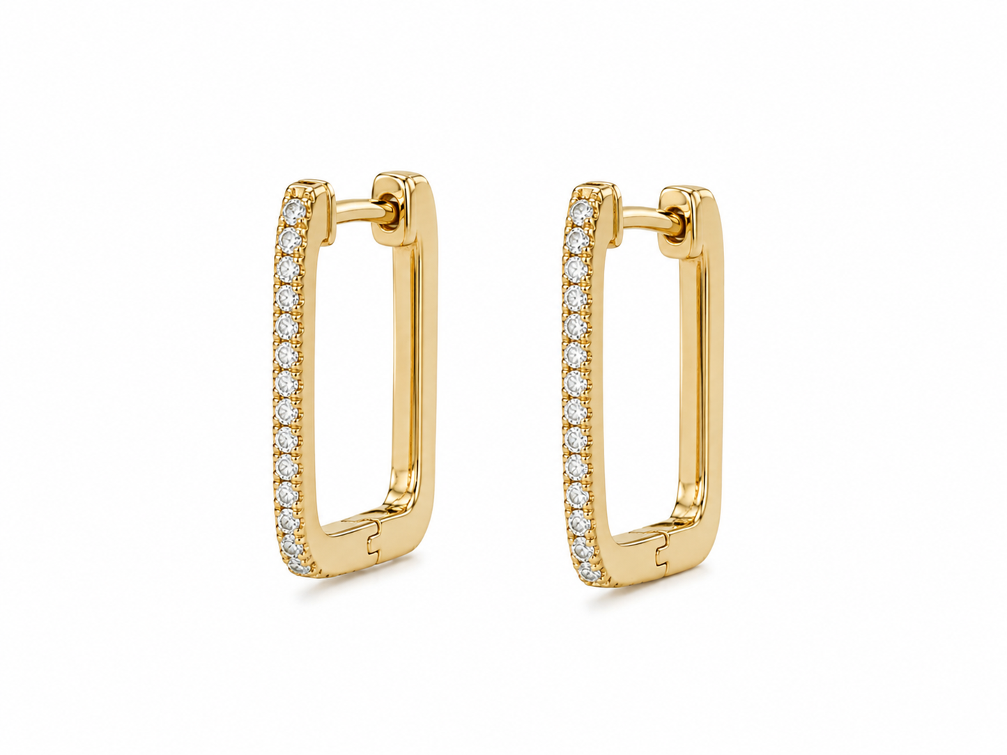 Rectangle Huggies W/ White Sapphires