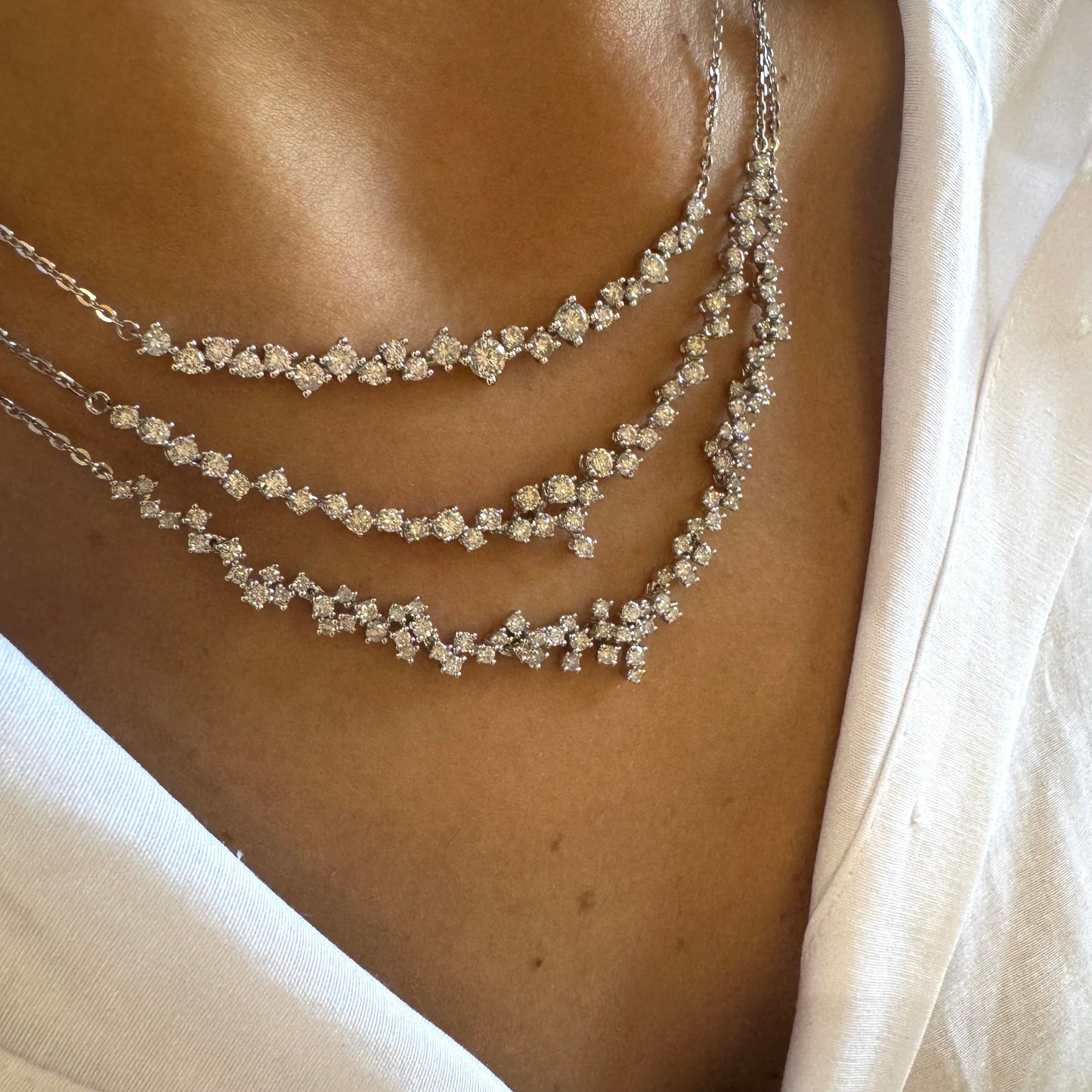 Scattered Diamond Drop Necklace