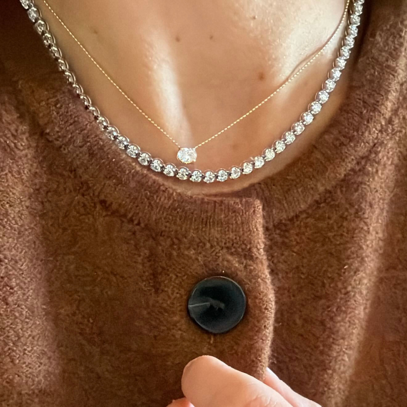 Lab Grown Buttercup Diamond Tennis Necklace