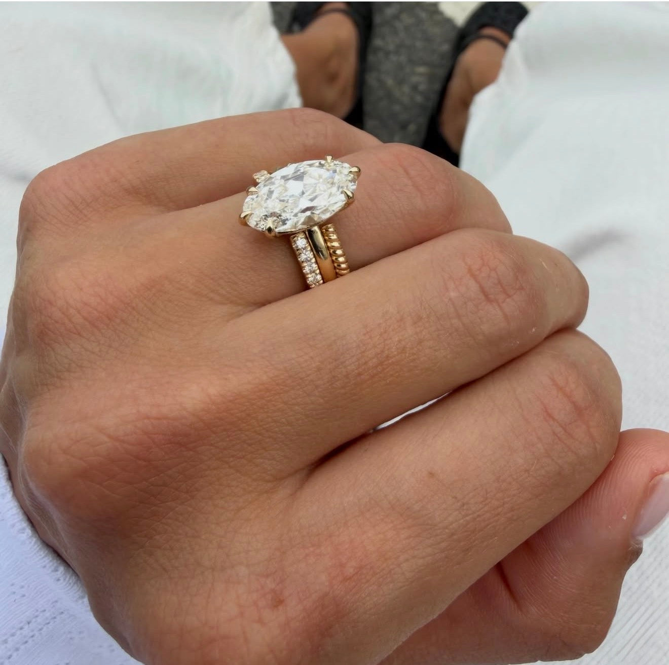 Lab Diamond Moval Engagement Ring