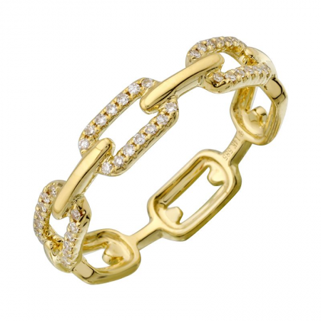 Pave Diamond Chain Link Ring