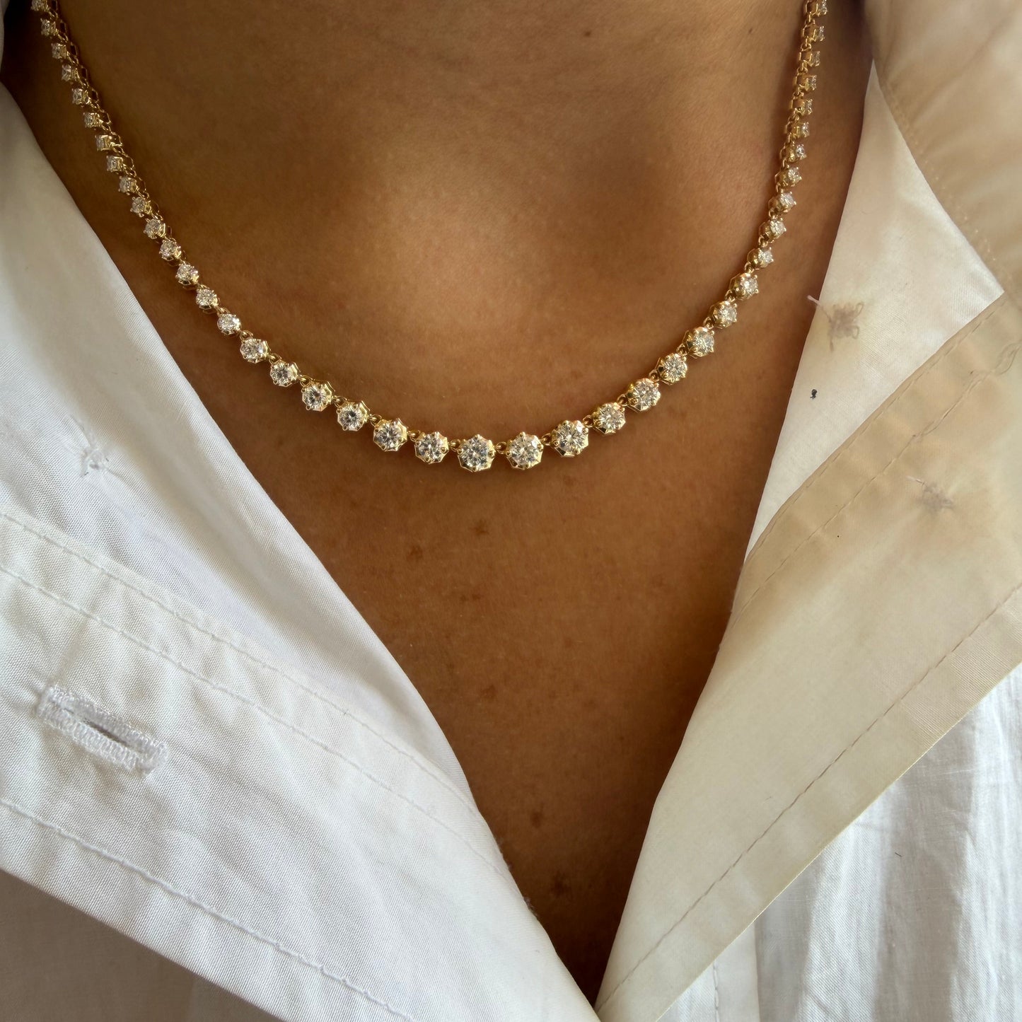 Graduated Lab Diamond Halfway Necklace