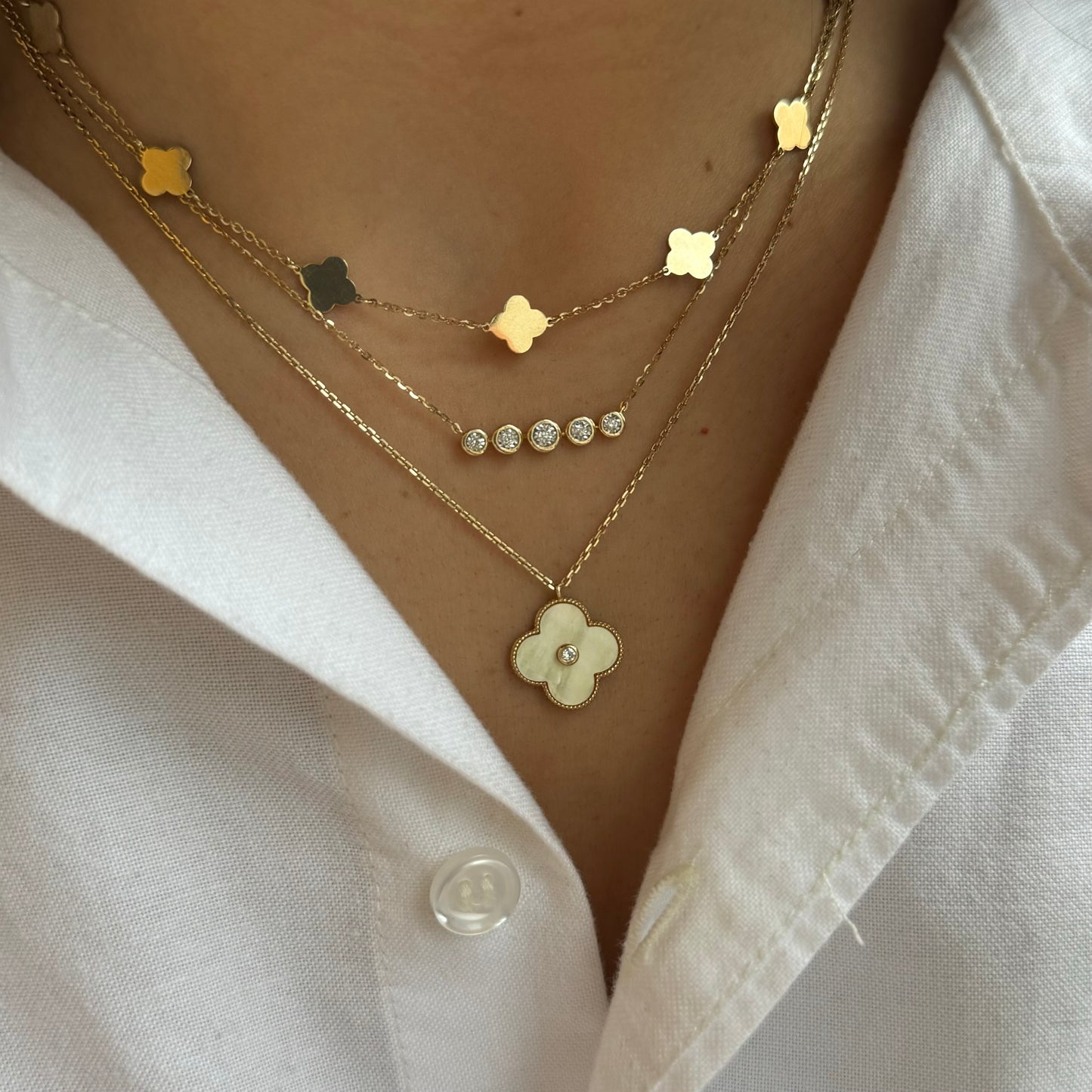 5 Bezel Diamond Bar Necklace